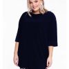 Grote Maten Mode Yoek | Yoek Loretta'S Shirt Kimono Sleeve Dolce L164034-230 Navy