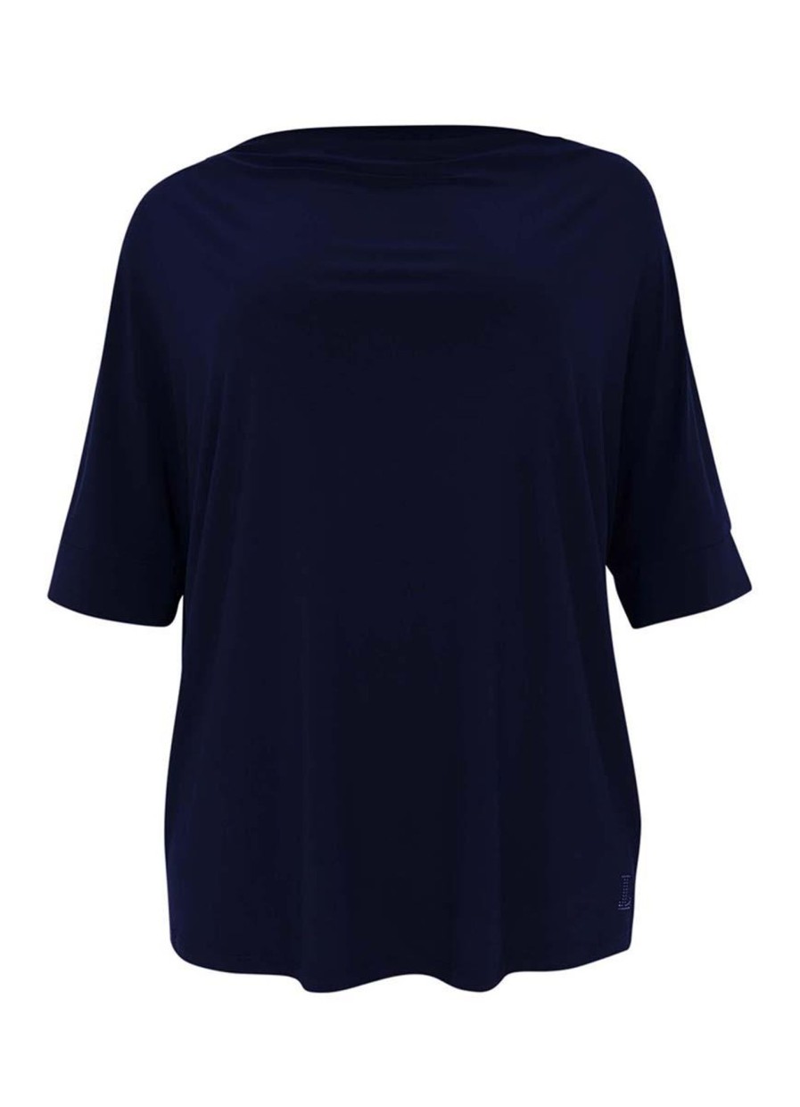 Grote Maten Mode Yoek | Yoek Loretta'S Shirt Kimono Sleeve Dolce L164034-230 Navy