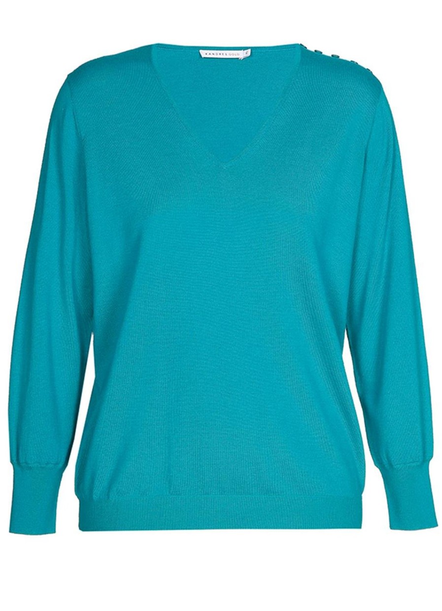 Grote Maten Mode Xandres | Xandres Trui Hasnae 28929-01 - 2660 Dark Aqua