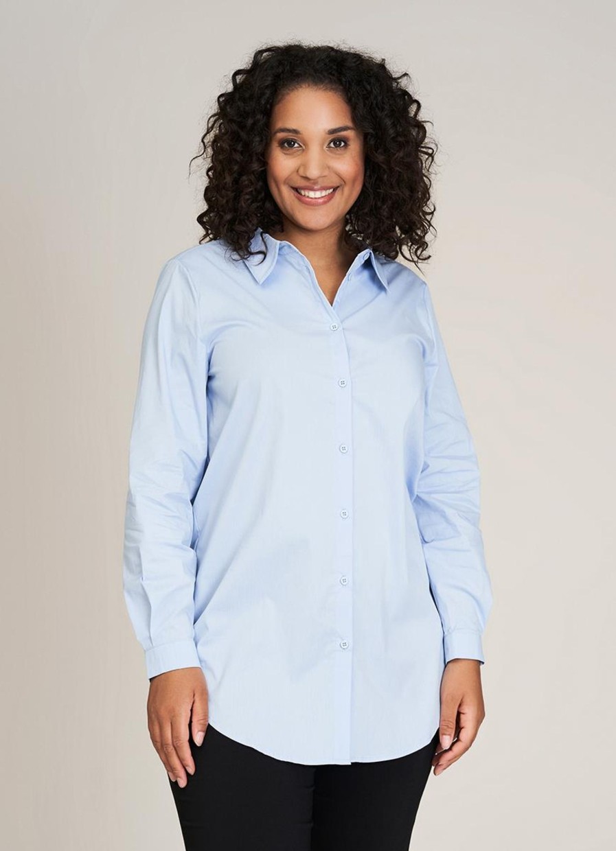 Grote Maten Mode Sandgaard | Sandgaard Blouse Stockholm Sg113 Licht Blauw