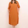 Grote Maten Mode Kaffe Curve | Kaffe Curve Kaftan Mayi 10581486 - 161362 Vermillion Orange