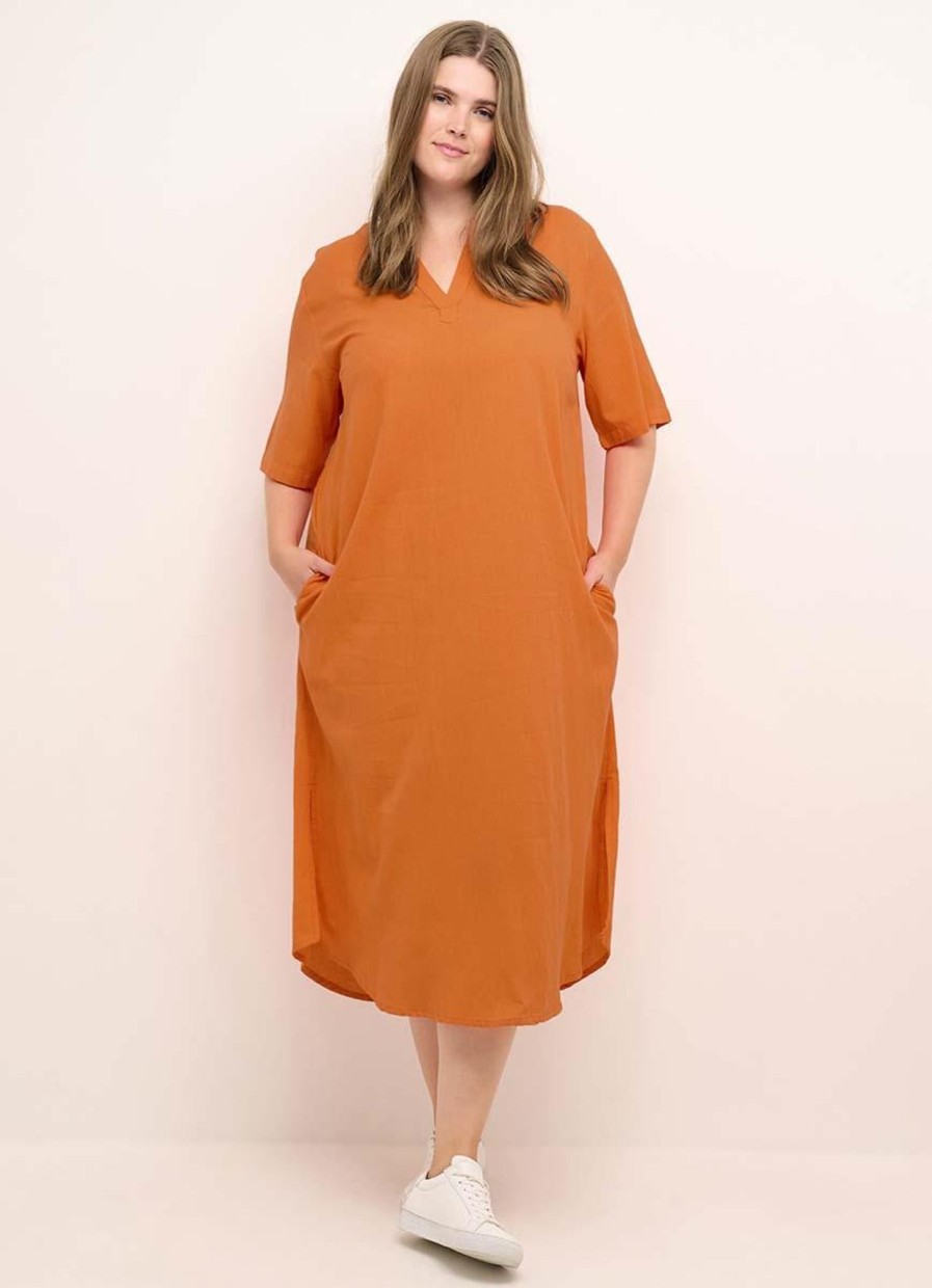 Grote Maten Mode Kaffe Curve | Kaffe Curve Kaftan Mayi 10581486 - 161362 Vermillion Orange