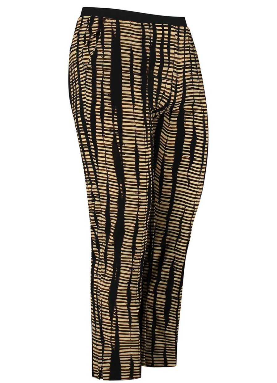 Grote Maten Mode Plusbasics | Plusbasics Pants 7/8 Travel 18201063-425 Striped Safari