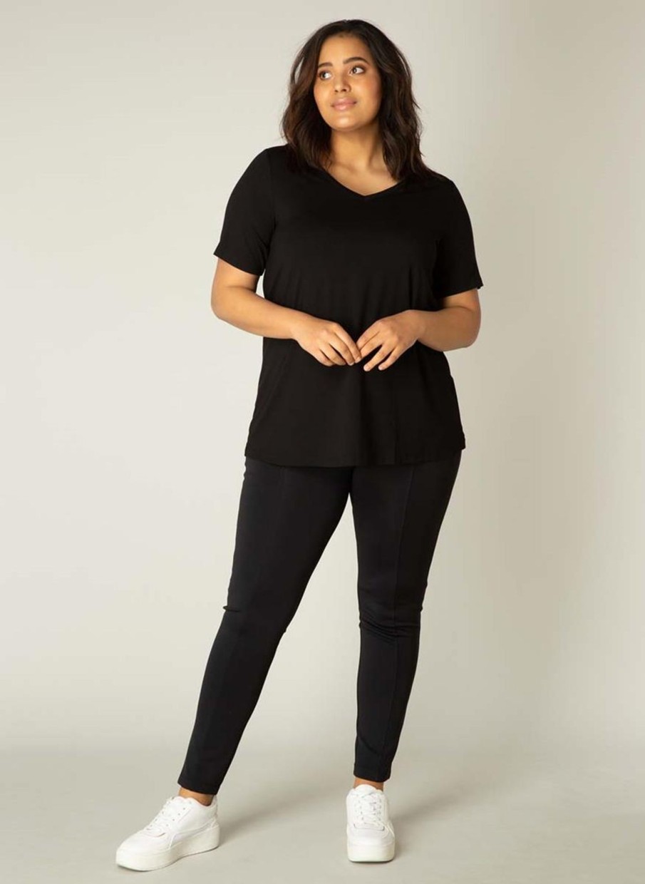 Grote Maten Mode Base Level Curvy | Base Level Curvy Shirt Alba 018 Black