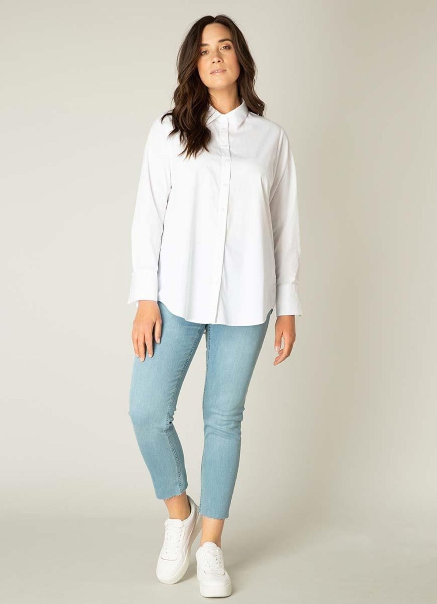 Grote Maten Mode Base Level Curvy | Base Level Curvy Blouse Aliza 035 White