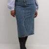 Grote Maten Mode Kaffe Curve | Kaffe Curve Denim Skirt Diana 10581999 - 100166 Blue Denim