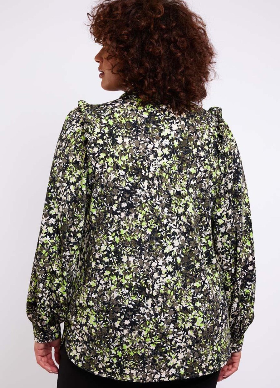 Grote Maten Mode Exxcellent | Exxcellent Blouse Rodi 23Nze13 - 718706 Limoen/Groen