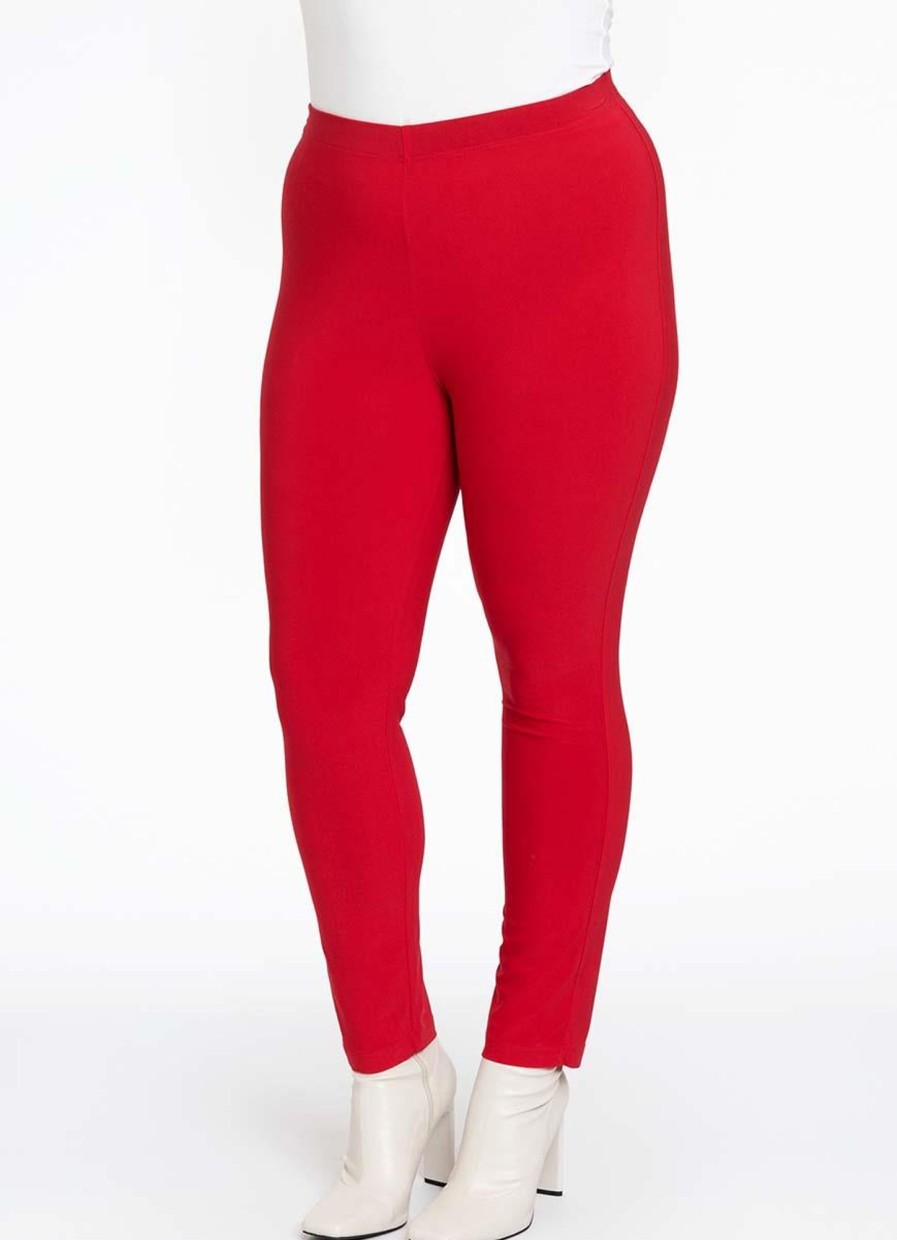 Grote Maten Mode Yoek | Yoek Loretta'S Xtra Slim Fit Tregging Dolce Rood L955585