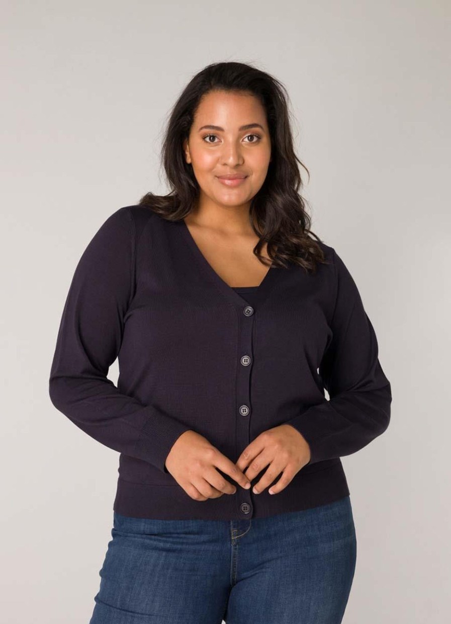 Grote Maten Mode Base Level Curvy | Base Level Curvy Vest Yvonne 068 Dark Blue