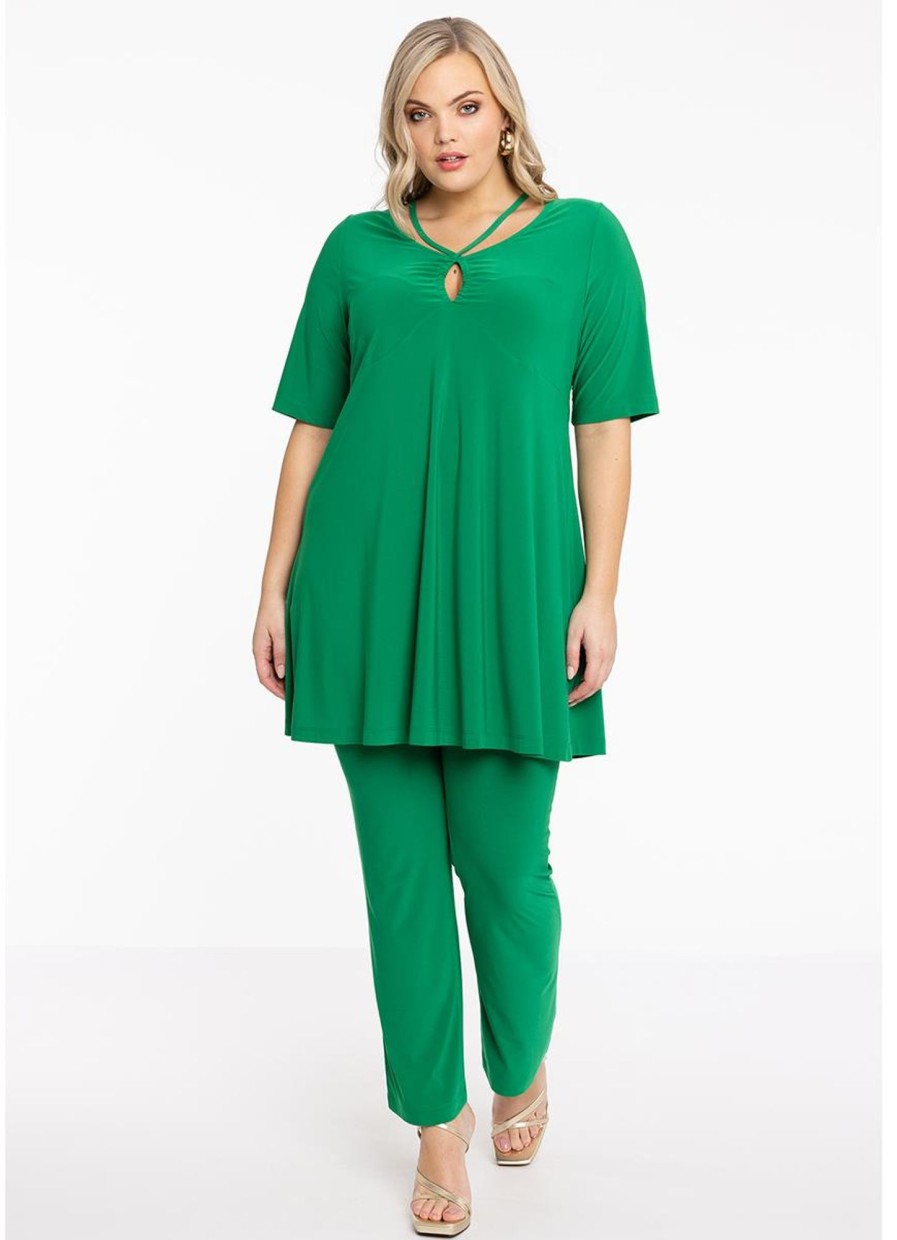 Grote Maten Mode Yoek | Tunic Wide Bottom Strings Dolce 174584 - 240 Green