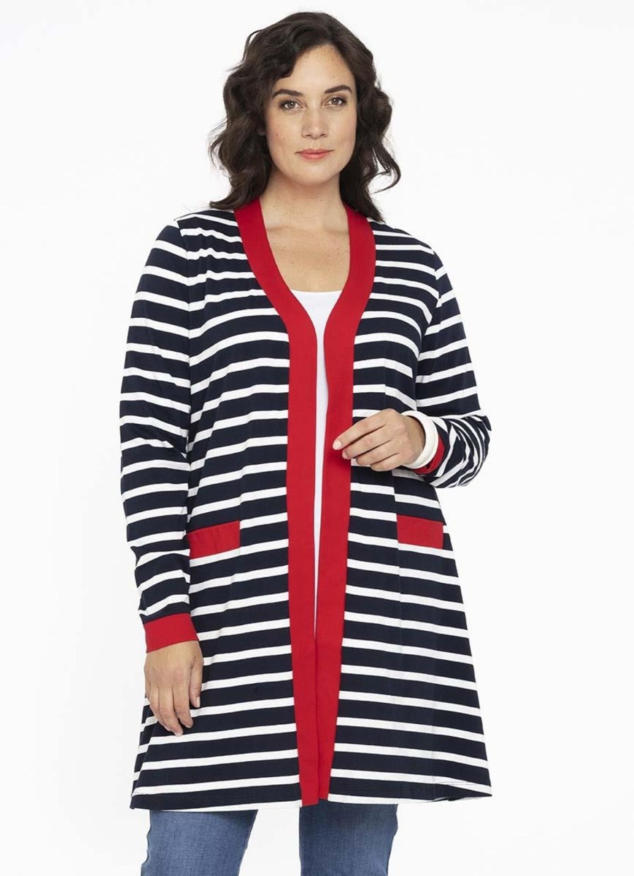 Grote Maten Mode Yoek | Yoek Vest Red Pockets Breton Wl162501 - 230 Marine