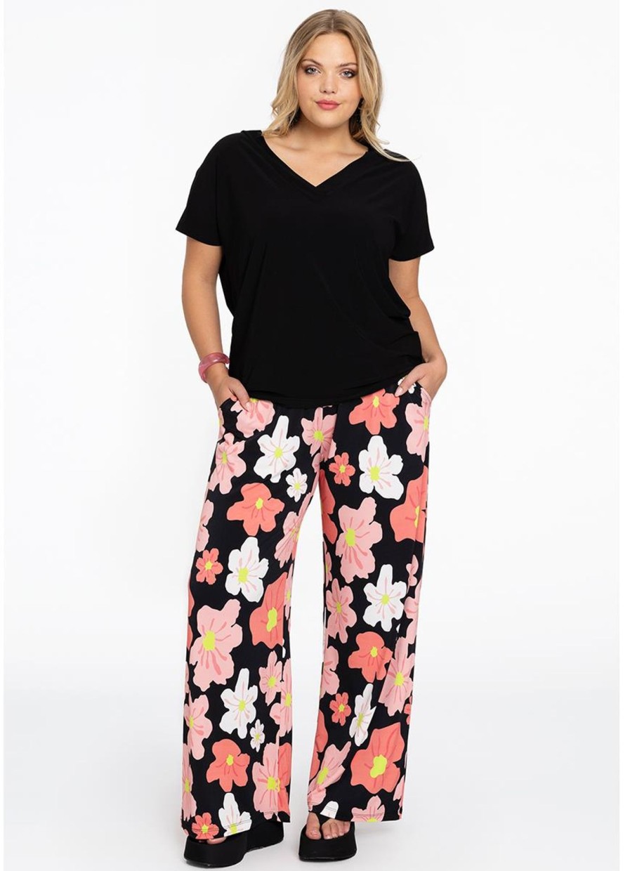 Grote Maten Mode Yoek | Yoek Trousers Loose Fit Hibiscus 2215598 - 210 Hibiscus