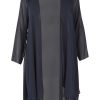 Grote Maten Mode Yoek | Yoek Loretta'S Cardigan Long Double Front Voile L162514-230 Navy