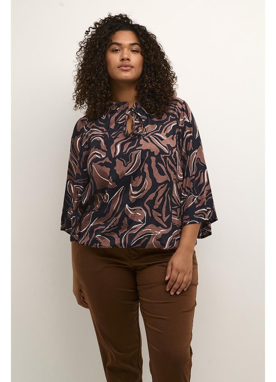 Grote Maten Mode Kaffe Curve | Kaffe Curve Dory Blouse 10581639 - 104470 Black Soft Silt