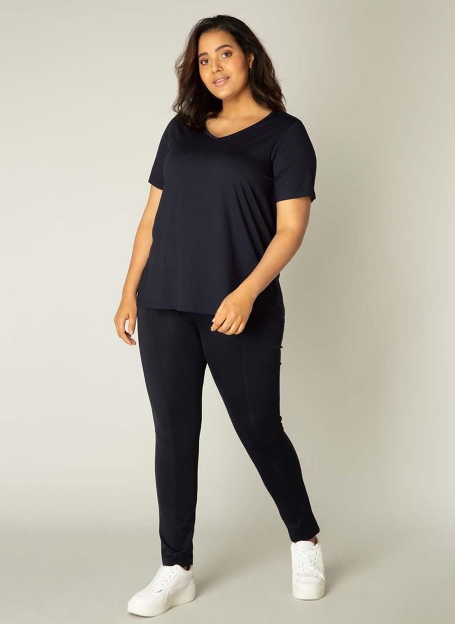 Grote Maten Mode Base Level Curvy | Base Level Curvy Shirt Alba 018 Dark Blue