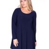 Grote Maten Mode Yoek | Yoek Tuniek Longsleeve Wide Bot Dolce B4577 230 Marine