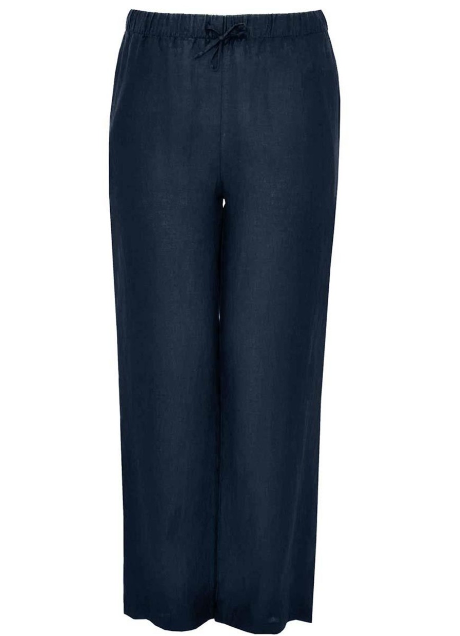 Grote Maten Mode Yoek | Yoek Broek Long Linen B5521 - 230 Navy