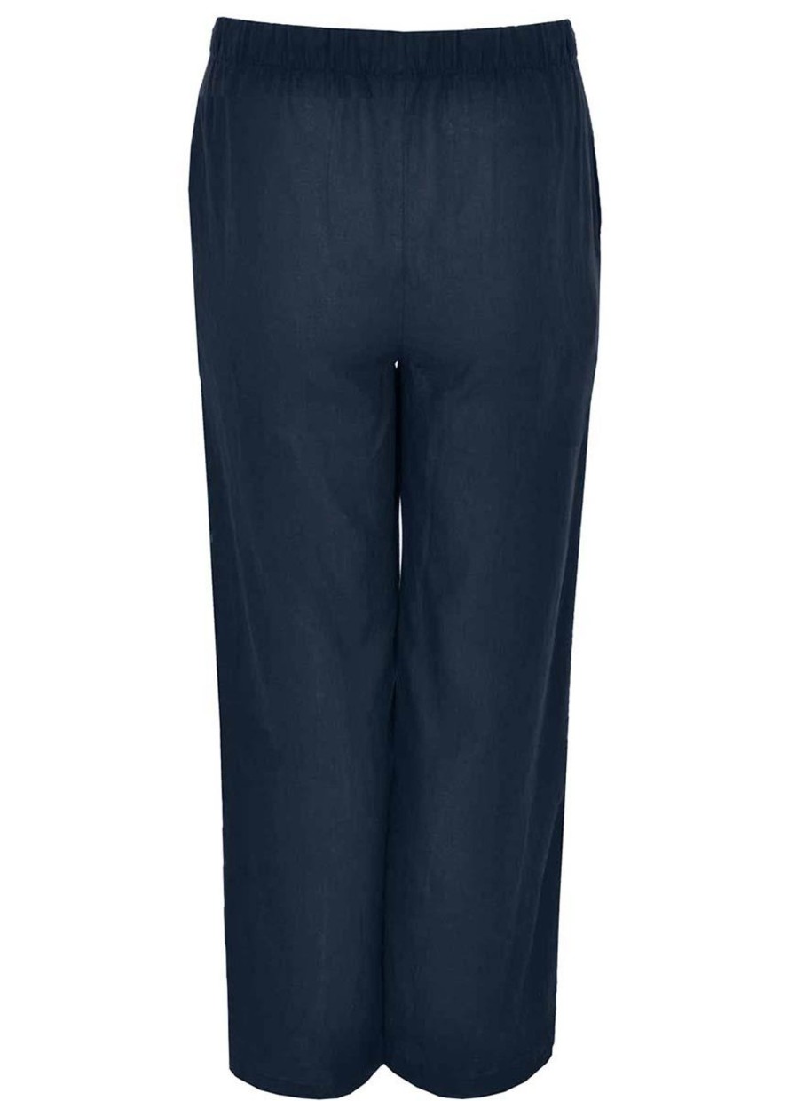 Grote Maten Mode Yoek | Yoek Broek Long Linen B5521 - 230 Navy