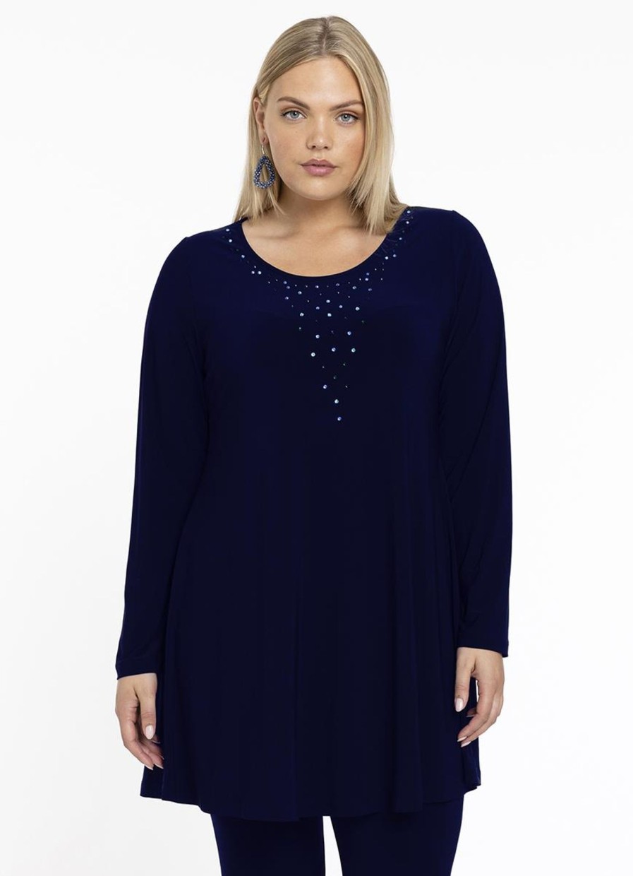 Party Items Yoek | Yoek Tunic Wide Bottom Strass Loretta'S Dolce L194646 - 230 Navy