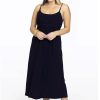 Grote Maten Mode Yoek | Yoek Jurk Spaghetti Elastic Waist Dolce B7050 - 230 Navy