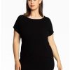 Grote Maten Mode Yoek | Yoek Shirt Wide Sleeveless Diagonal B4057-210 Black