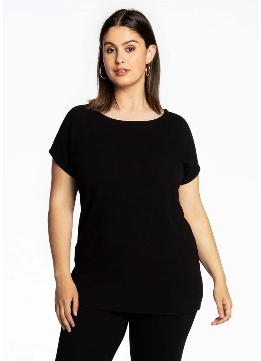 Grote Maten Mode Yoek | Yoek Shirt Wide Sleeveless Diagonal B4057-210 Black