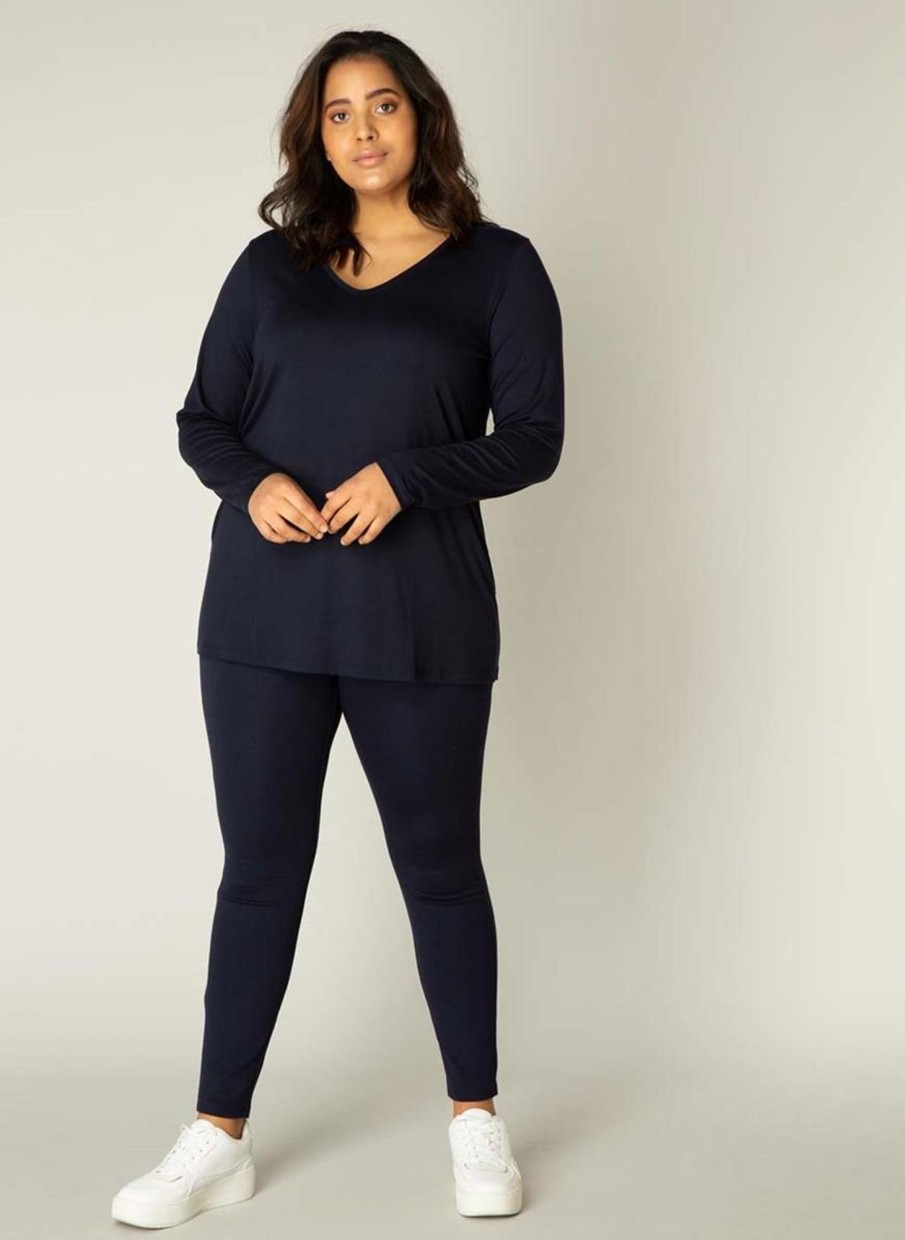 Grote Maten Mode Base Level Curvy | Base Level Curvy Shirt Alize 036 Dark Blue