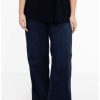 Grote Maten Mode Yoek | Yoek Jeans 5 Pockets Wide Leg B5578-236 Dark Blue