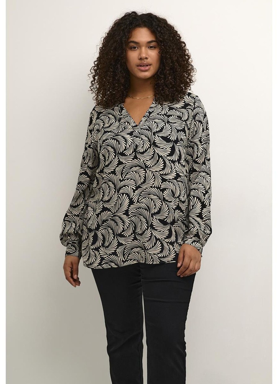 Grote Maten Mode Kaffe Curve | Kaffe Curve Mirta Tilly Blouse 10581677 - 104492 Black Deep