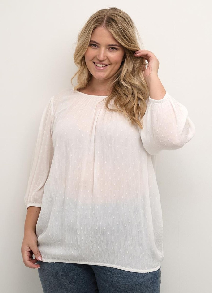 Grote Maten Mode Kaffe Curve | Kaffe Curve Blouse Wilina 10582058 - 110602 Chalk