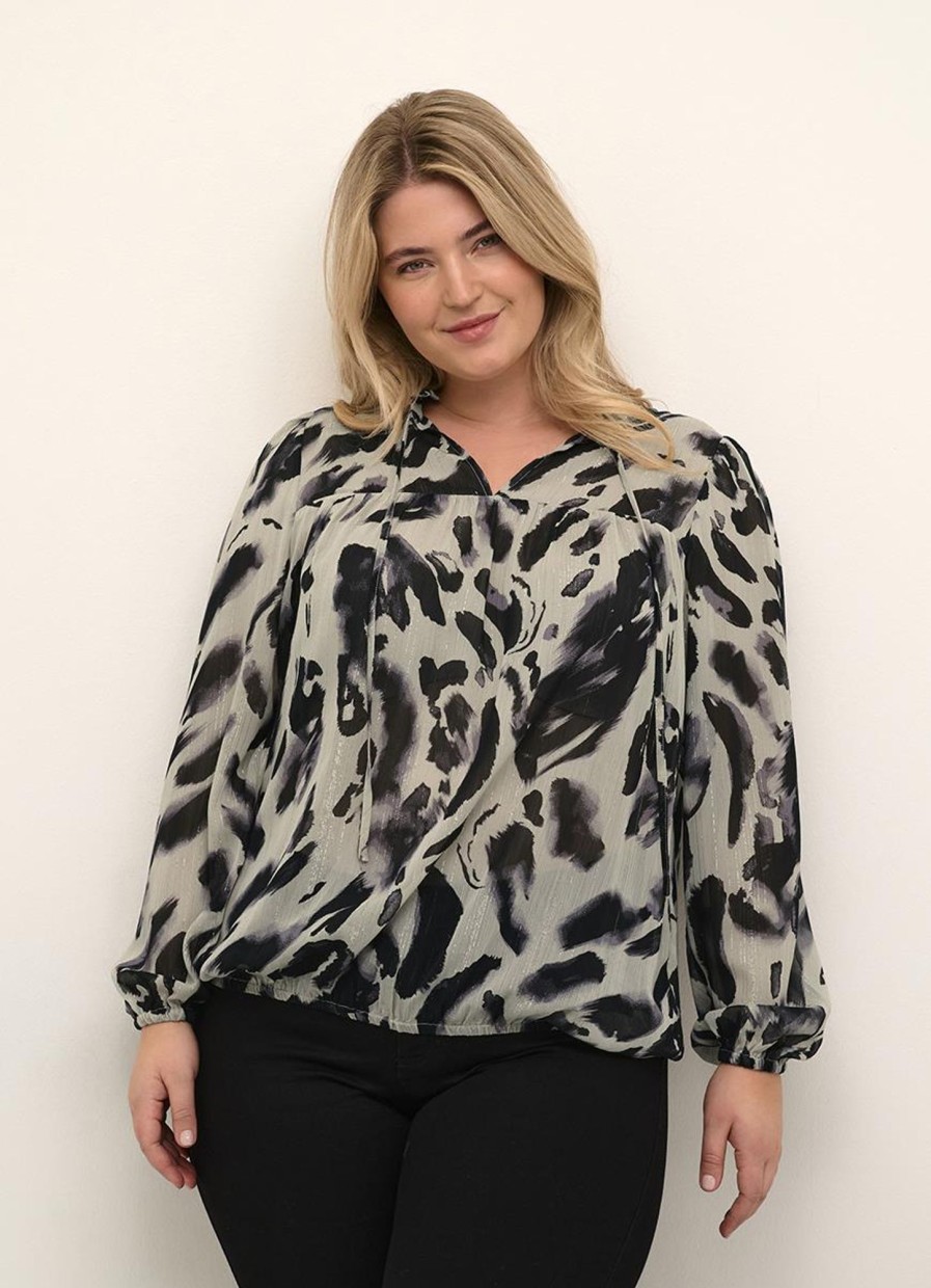 Grote Maten Mode Kaffe Curve | Kaffe Curve Blouse Fiona 10581753 - 104749 Black Feather