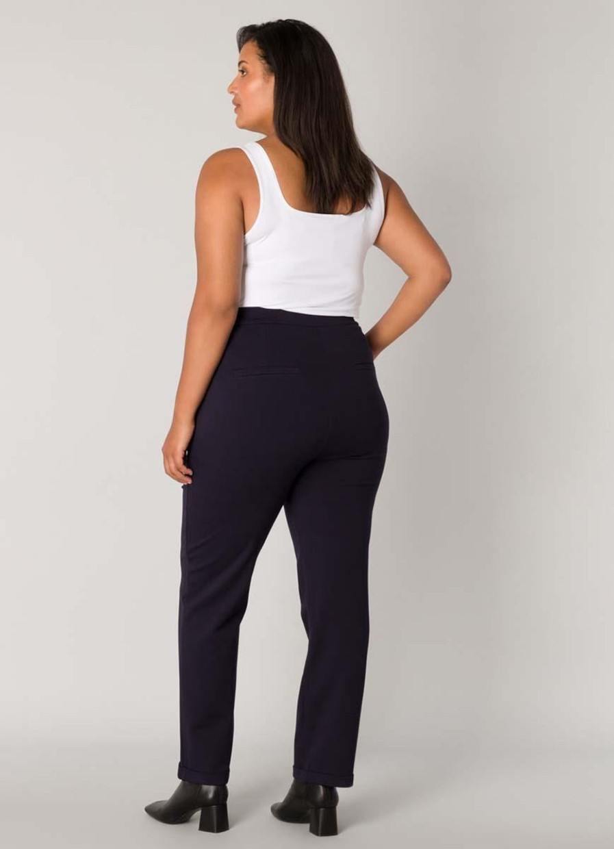 Grote Maten Mode Base Level Curvy | Base Level Curvy Pants Yoella 081 Dark Blue