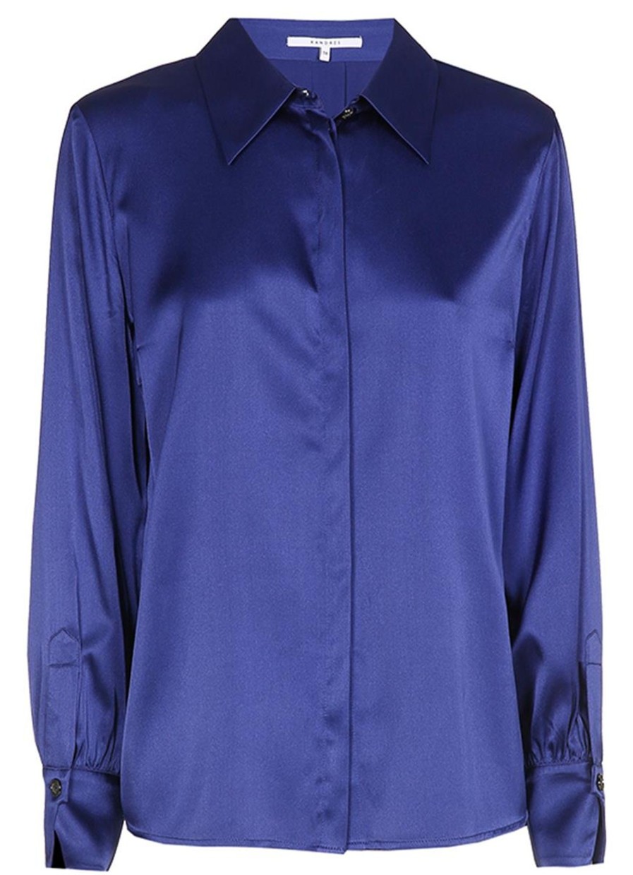 Party Items Xandres | Xandres Blouse Hint 61006-01 - 0690 Parker Blue