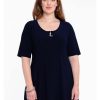 Grote Maten Mode Yoek | Yoek Loretta'S Tunic L Zipper Dolce L164041-230 Navy