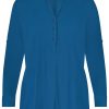 Grote Maten Mode Plusbasics | Plusbasics Mao Top Ls Travel 10221444 - 725 Steel Blue