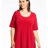 Grote Maten Mode Yoek | Yoek Tuniek Flare Dolce B4027-260 Rood