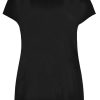 Grote Maten Mode Yoek | Yoek Basic T-Shirt Kapmouwen Wijd Viscose B4061-210 Zwart