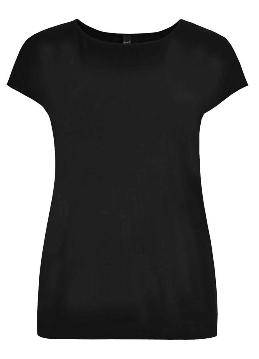 Grote Maten Mode Yoek | Yoek Basic T-Shirt Kapmouwen Wijd Viscose B4061-210 Zwart