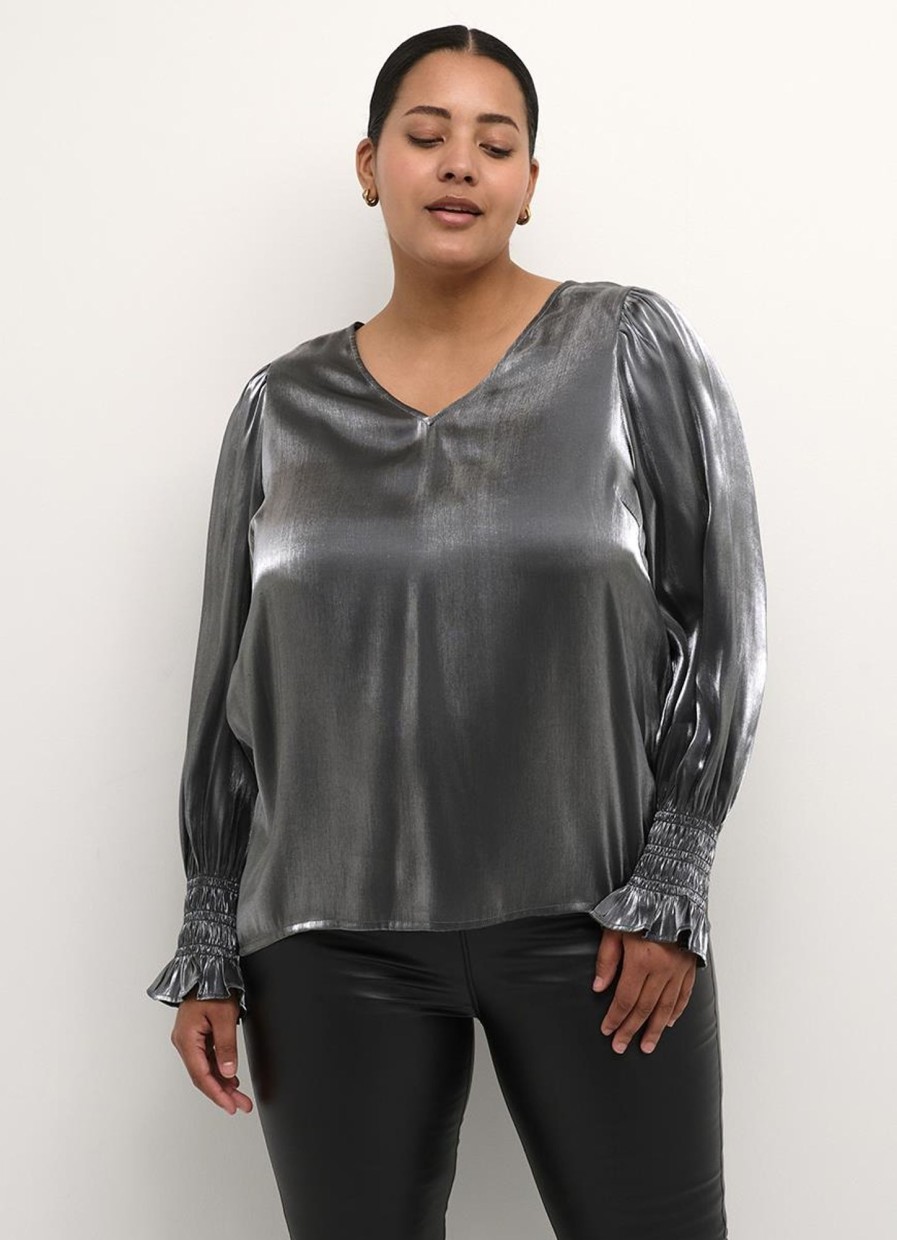 Party Items Kaffe Curve | Kaffe Curve Blouse Milla 10581887 - 100281 Silver