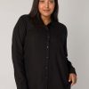 Grote Maten Mode Base Level Curvy | Base Level Curvy Linnen Blouse Yaella 087 Black