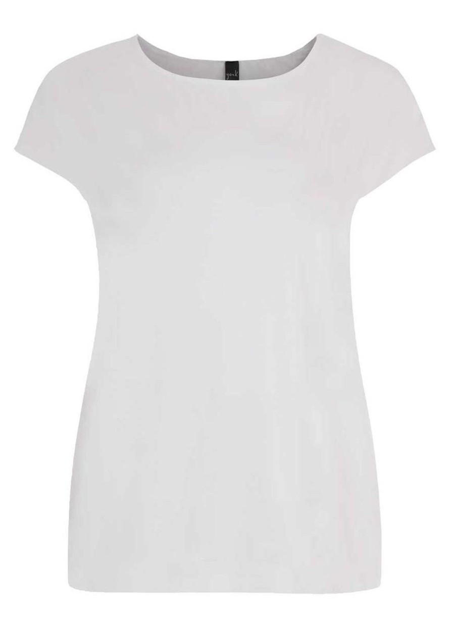 Grote Maten Mode Yoek | Yoek Basic T-Shirt Kapmouwen Wijd Viscose B4061-201 Wit