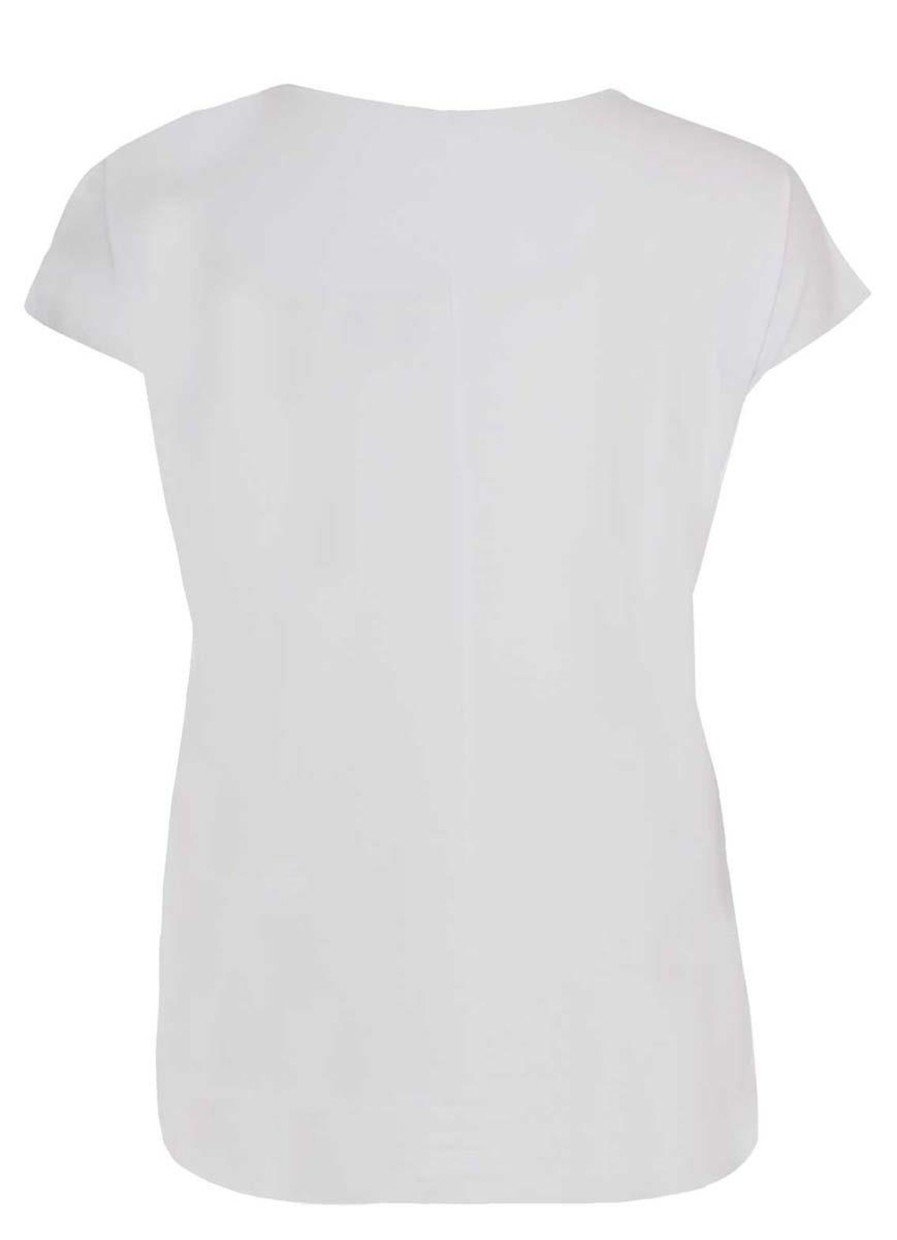 Grote Maten Mode Yoek | Yoek Basic T-Shirt Kapmouwen Wijd Viscose B4061-201 Wit