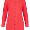 Grote Maten Mode PlusBasics | Plusbasics Blouse Long Travel 10192089 - 027 Rood