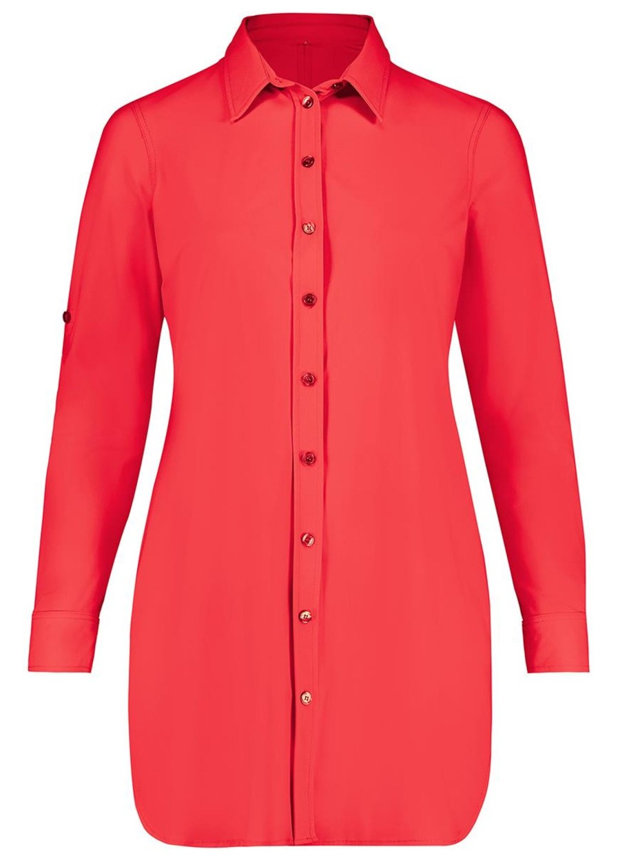 Grote Maten Mode PlusBasics | Plusbasics Blouse Long Travel 10192089 - 027 Rood