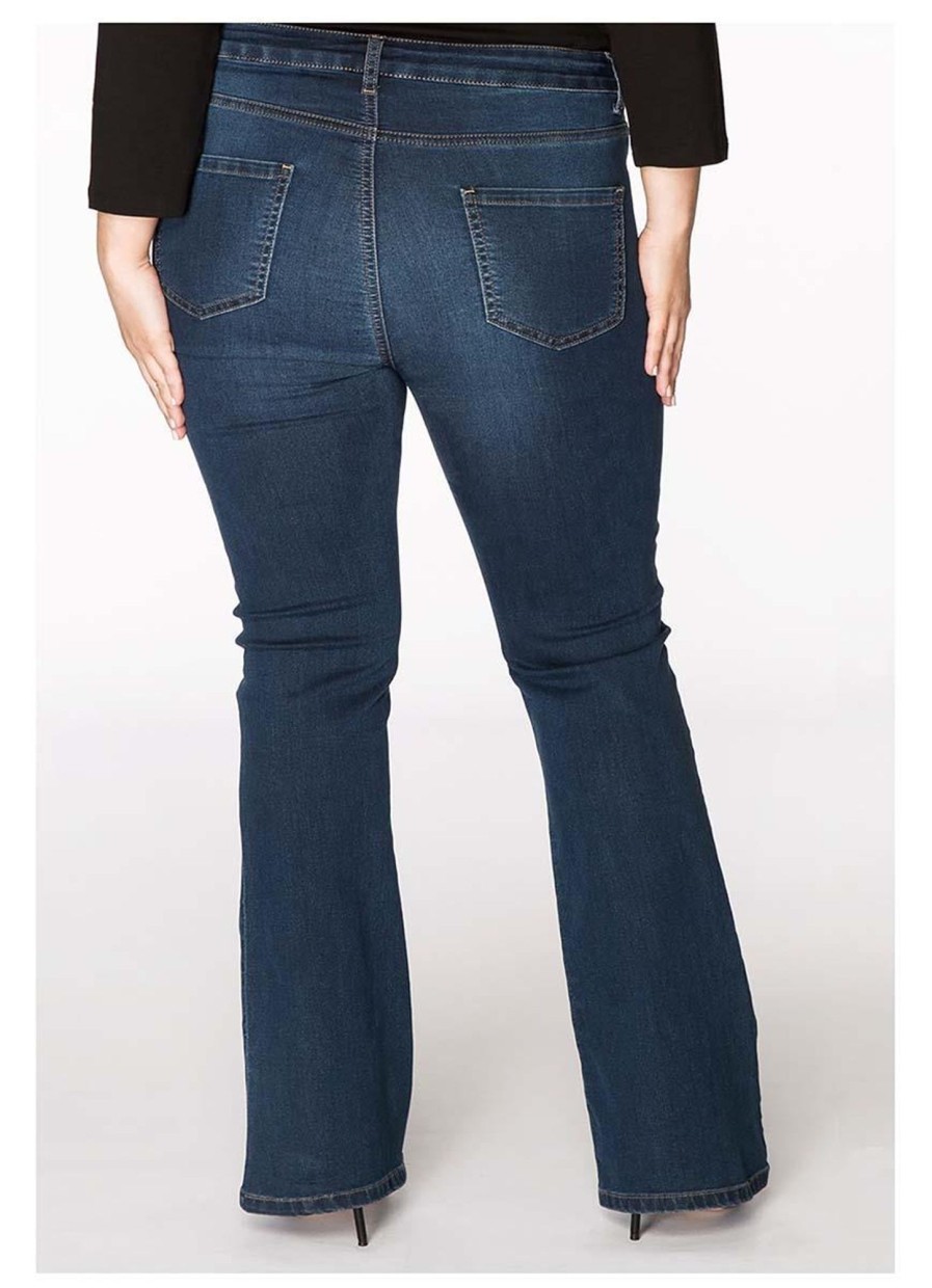 Grote Maten Mode Yoek | Yoek Flared Jeans. Dark Indigo.