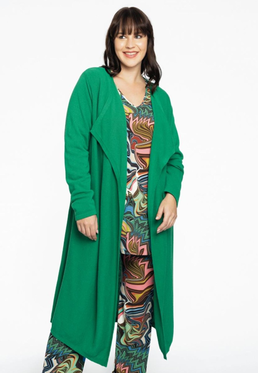 Grote Maten Mode Yoek | Yoek Vest Drape Neck B2510 - 240 Green