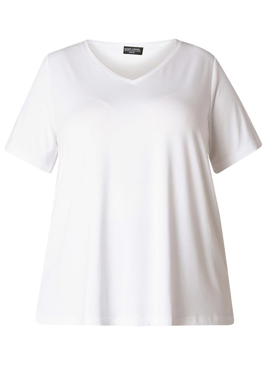 Grote Maten Mode Base Level Curvy | Base Level Curvy Shirt Alba 018 White