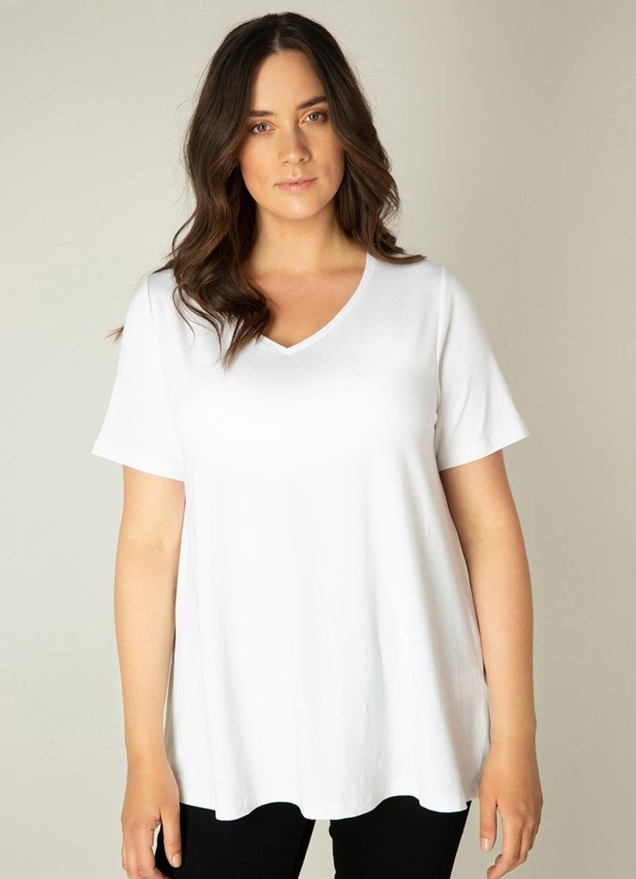 Grote Maten Mode Base Level Curvy | Base Level Curvy Shirt Alba 018 White