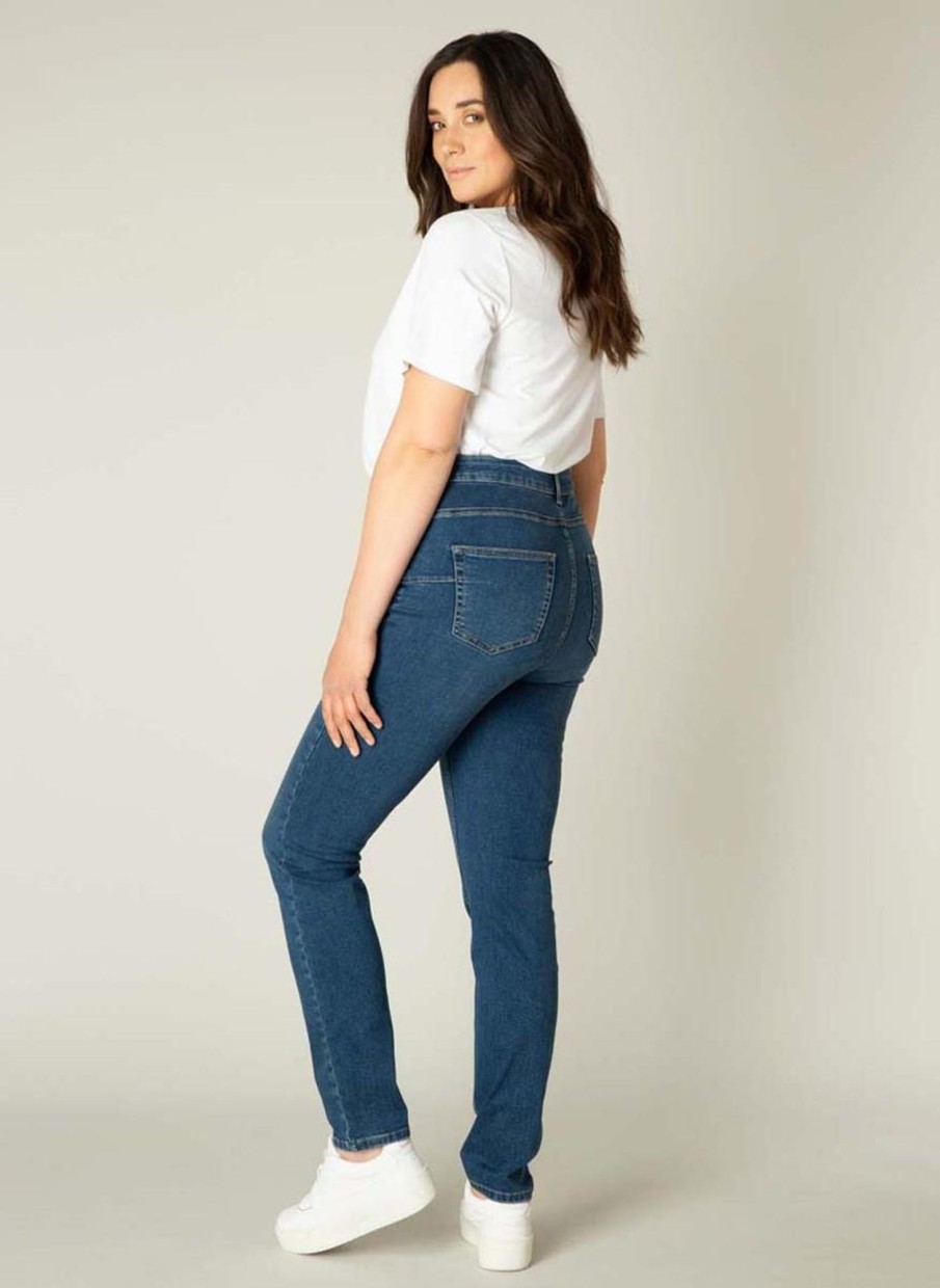 Grote Maten Mode Base Level Curvy | Base Level Curvy Jeans Joya 007 Mid Blue