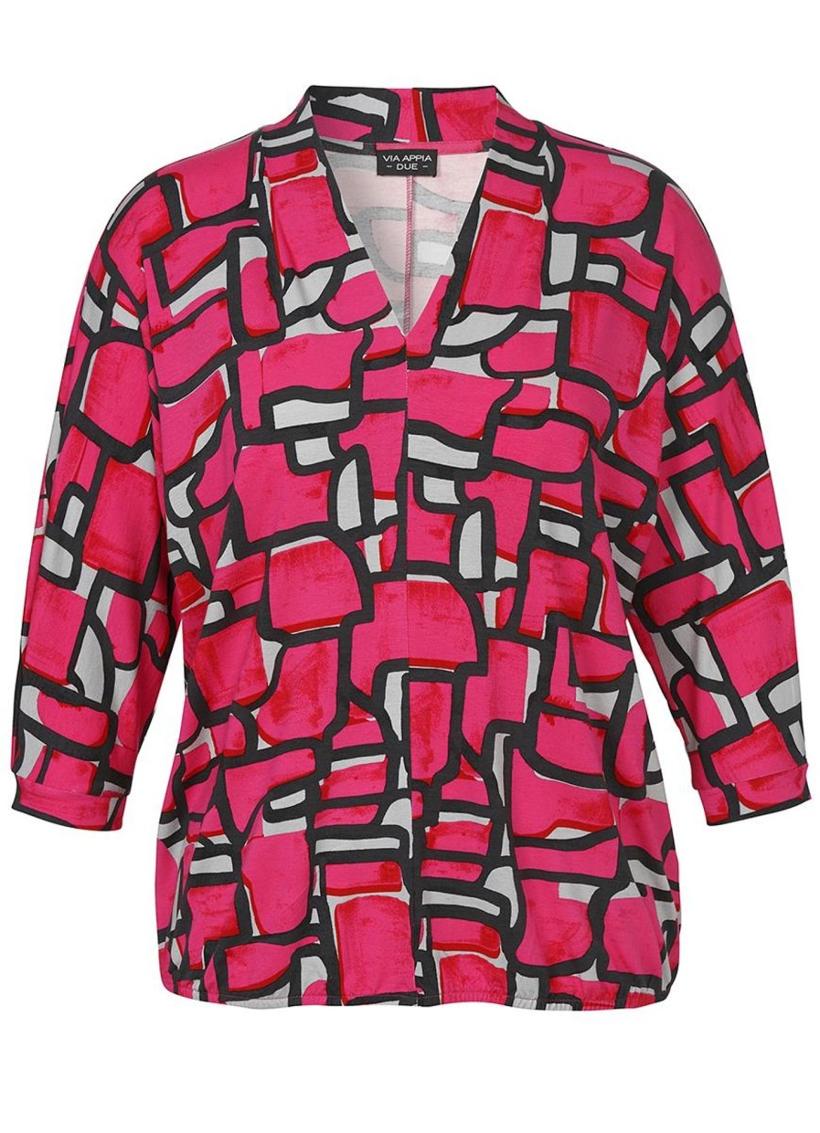 Grote Maten Mode Via Appia Due | Via Appia Due Shirt 663881- 653 Pink-Zwart